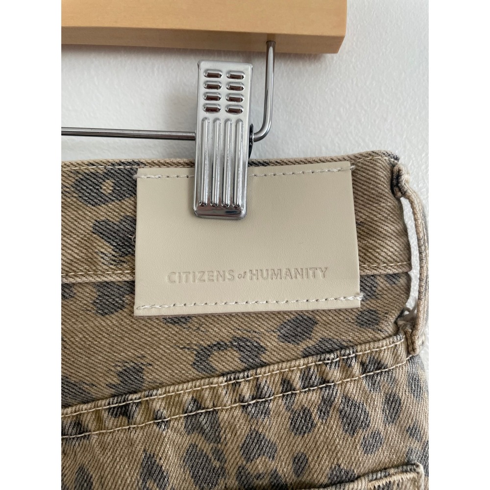 NEW Citizens of Humanity Barrel Darted Horseshoe Jeans Sz 27 Tan Leopard Safari - Picture 6 of 12